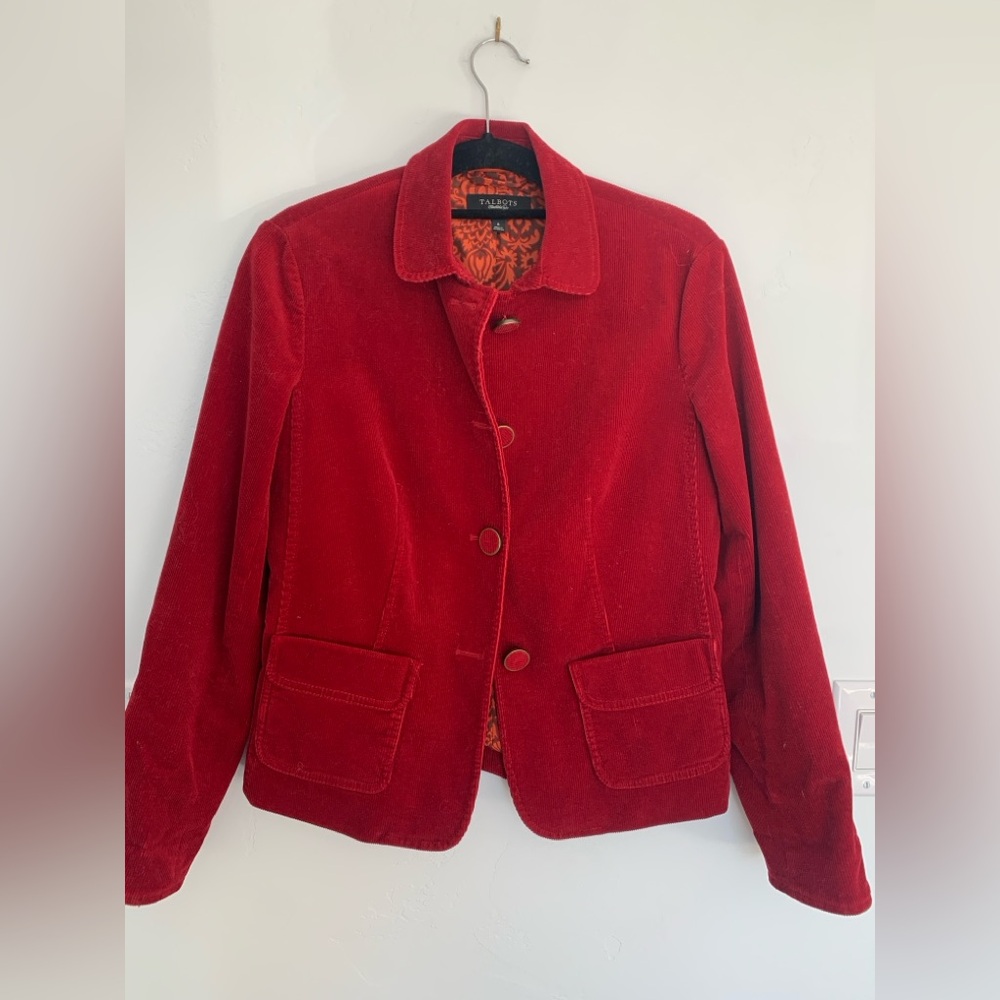 Talbots Rich Red Corduroy Blazer - Picture 2 of 7